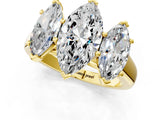 Yellow gold Marquise Three-Stone Diamond Ring with Prong Setting on a Classic Band_16