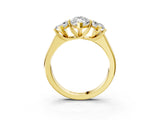 Yellow gold Marquise Three-Stone Diamond Ring with Prong Setting on a Classic Band_18