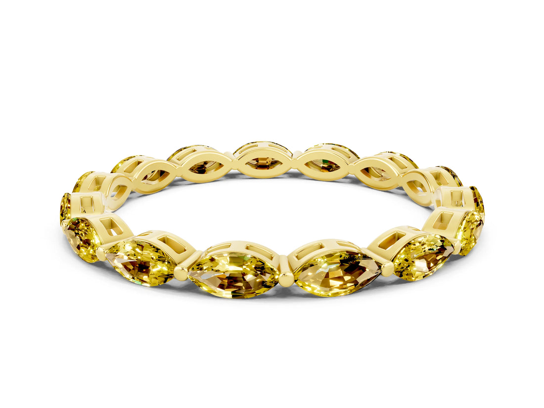 Yellow gold Marquise Yellow Sapphire Eternity Band with U-Prong Setting_72