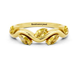 Yellow gold Marquise Yellow Sapphire Twisted Band with Prong Setting_18