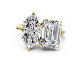 Yellow gold Marquise and Emerald Cut Toi Moi Ring with Prong Setting_51