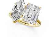 Yellow gold Marquise and Emerald Cut Toi Moi Ring with Prong Setting_52