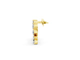 Yellow gold Marquise and Pear Diamond Graduated Cluster Earrings_1