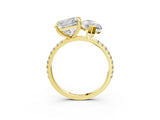 Yellow gold Marquise and Princess Toi Moi Ring with Prong Setting and Micro Pave Band 3