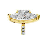 Yellow gold Marquise and Princess Toi Moi Ring with Prong Setting and Micro Pave Band 5
