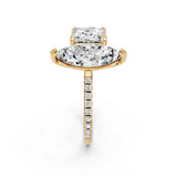 Yellow gold Marquise and Princess Toi Moi Ring with Prong Setting and Pave Band 2
