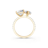 Yellow gold Marquise and Princess Toi Moi Ring with Prong Setting and Pave Band 3