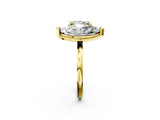 Yellow gold Marquise and Princess Toi Moi Ring with Prong Setting and Plain Band 2