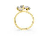 Yellow gold Marquise and Princess Toi Moi Ring with Prong Setting and Plain Band 3