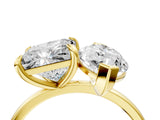 Yellow gold Marquise and Princess Toi Moi Ring with Prong Setting and Plain Band 4