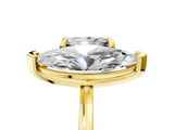 Yellow gold Marquise and Princess Toi Moi Ring with Prong Setting and Plain Band 5