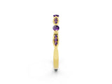 Yellow gold Marquise and Round Amethyst Milgrain Band with Bezel Setting_8