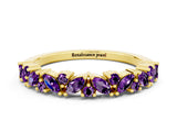 Yellow gold Marquise and Round Amethyst Vine Eternity Band with Prong Setting_6