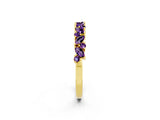 Yellow gold Marquise and Round Amethyst Vine Eternity Band with Prong Setting_8