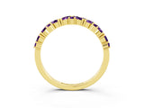 Yellow gold Marquise and Round Amethyst Vine Eternity Band with Prong Setting_9
