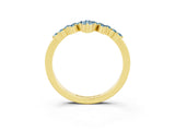 Yellow gold Marquise and Round Aquamarine Chevron Band with Prong Setting_9