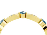 Yellow gold Marquise and Round Aquamarine Milgrain Band with Bezel Setting_10