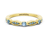 Yellow gold Marquise and Round Aquamarine Milgrain Band with Bezel Setting_6