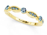 Yellow gold Marquise and Round Aquamarine Milgrain Band with Bezel Setting_7