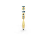 Yellow gold Marquise and Round Aquamarine Milgrain Band with Bezel Setting_8