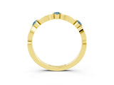 Yellow gold Marquise and Round Aquamarine Milgrain Band with Bezel Setting_9
