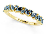 Yellow gold Marquise and Round Aquamarine Vine Eternity Band with Prong Setting_7