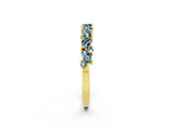 Yellow gold Marquise and Round Aquamarine Vine Eternity Band with Prong Setting_8