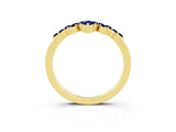 Yellow gold Marquise and Round Blue Sapphire Chevron Band with Prong Setting_9