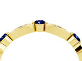 Yellow gold Marquise and Round Blue Sapphire Milgrain Band with Bezel Setting_10