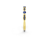 Yellow gold Marquise and Round Blue Sapphire Milgrain Band with Bezel Setting_8
