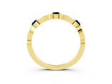 Yellow gold Marquise and Round Blue Sapphire Milgrain Band with Bezel Setting_9