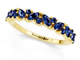 Yellow gold Marquise and Round Blue Sapphire Vine Eternity Band with Prong Setting_7