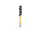 Yellow gold Marquise and Round Blue Sapphire Vine Eternity Band with Prong Setting_8