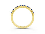 Yellow gold Marquise and Round Blue Sapphire Vine Eternity Band with Prong Setting_9