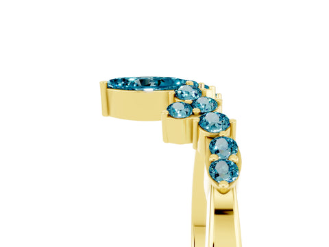 Yellow gold Marquise and Round Blue Topaz Chevron Band with Prong Setting_11