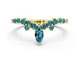 Yellow gold Marquise and Round Blue Topaz Chevron Band with Prong Setting_6
