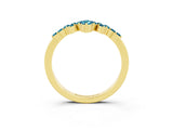 Yellow gold Marquise and Round Blue Topaz Chevron Band with Prong Setting_9