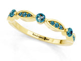 Yellow gold Marquise and Round Blue Topaz Milgrain Band with Bezel Setting_7