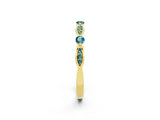 Yellow gold Marquise and Round Blue Topaz Milgrain Band with Bezel Setting_8