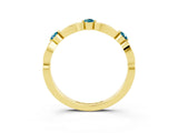 Yellow gold Marquise and Round Blue Topaz Milgrain Band with Bezel Setting_9