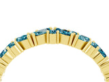 Yellow gold Marquise and Round Blue Topaz Vine Eternity Band with Prong Setting_10