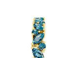 Yellow gold Marquise and Round Blue Topaz Vine Eternity Band with Prong Setting_11