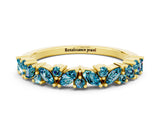 Yellow gold Marquise and Round Blue Topaz Vine Eternity Band with Prong Setting_6