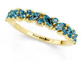Yellow gold Marquise and Round Blue Topaz Vine Eternity Band with Prong Setting_7