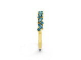Yellow gold Marquise and Round Blue Topaz Vine Eternity Band with Prong Setting_8