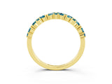 Yellow gold Marquise and Round Blue Topaz Vine Eternity Band with Prong Setting_9