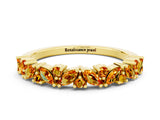 Yellow gold Marquise and Round Citrine Vine Eternity Band with Prong Setting_6