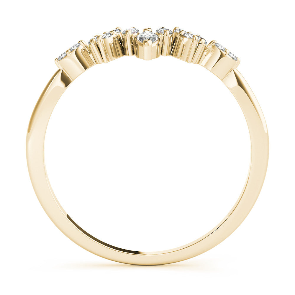 Yellow gold Marquise and Round Diamond Chevron Band with Prong Setting 2