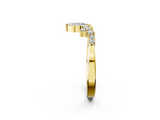 Yellow gold Marquise and Round Diamond Chevron Band with Prong Setting_87