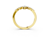 Yellow gold Marquise and Round Diamond Chevron Band with Prong Setting_88